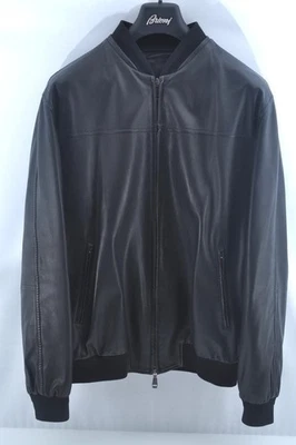 Chaqueta Bomber Brioni Cuero Piel de Cordero Talla 58 Hecha en Italia Nueva Foto 1 de 4