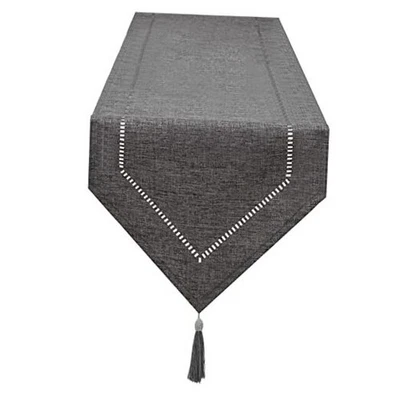 Corredor de Mesa Lino Tablerunner Lino Look Color Sólido, Moderno 12 x 59 Pulgadas Gris Foto 1 de 4