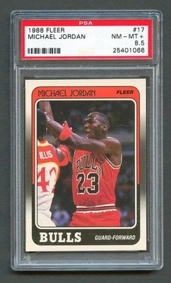 Baloncesto Fleer 1988 Michael Jordan #17 PSA 8,5 casi nuevo-como nuevo+ Chicago Bulls Foto 1 de 2