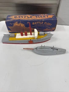 Antique Battle Fleet Exploding Battleship Shooting Submarine & Torpedo Toy - Picture 1 of 16