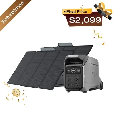 EcoFlow DELTA Pro 3 4kWh Power Station+2X400W Solar Panel Solar Kit Refurbished - Image 1 of 4