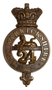 BRITISH MILITARY CAP BADGES,  24th (2nd Warwickshire) Regiment of Foot 1874-81 - Picture 1 of 2