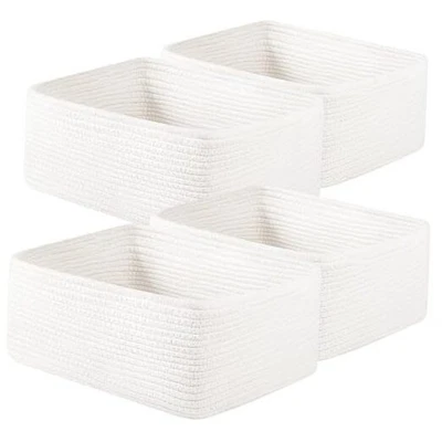  Paquete de 4 cestas de almacenamiento de 14,17*11,02*6,3 pulgadas para organizar estantes, tejidas blancas Foto 1 de 4