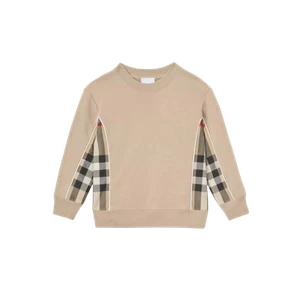(Kids) Burberry Check Panel Cotton Sweatshirt Archive Beige - Picture 1 of 2