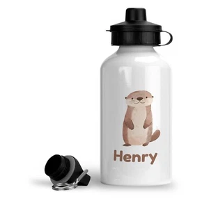 Botella de agua personalizada de metal para bebidas nutria para niños. Escuela, guardería, matraz. - Imagen 1 de 4