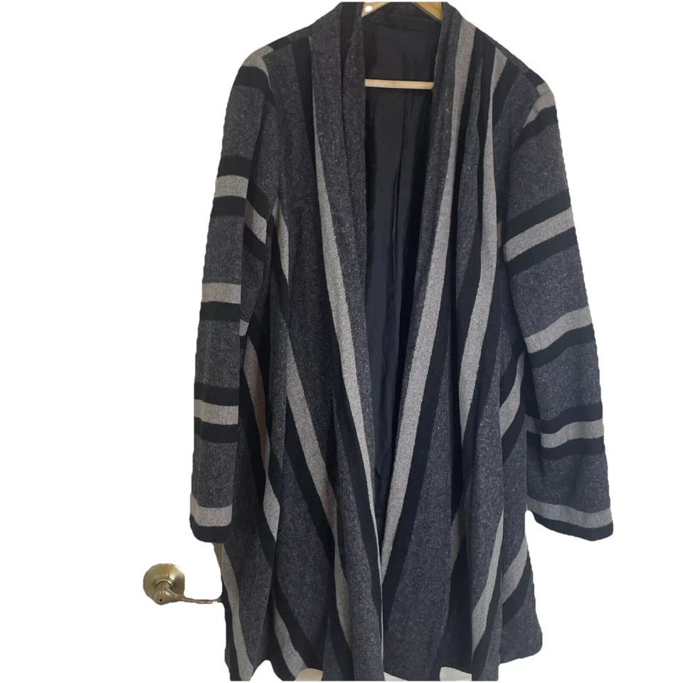 Кардиган длинный Saks Fifth Avenue нитки с длинным рукавом в полоску шерстяная смесь L - Изображение 1 из 4