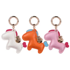 Small Horse Key Ring PU Leather Cartoon Horse Pendant Cute Fashion Bag Charm - Picture 1 of 15