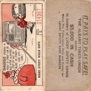 Tarjetas de seguridad M18 de la suerte, 1953, cruce peligroso, Albany Times (B32) - Imagen 1 de 1