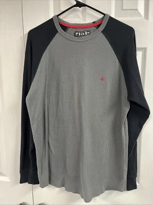 Volcom Henley T-Shirt Men's Size Large, Gray / Black Long Sleeve - Image 1 of 4