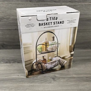 Basket Stand 2 Tier with Detachable Baskets Kitchen Bathroom Bedroom Display - Picture 1 of 6