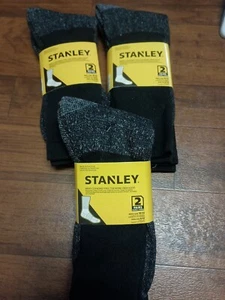 (3) Stanley Cushioned Steel Toe Work Socks 2 in Package Men's 10-13 Gray/Black - Picture 1 of 6