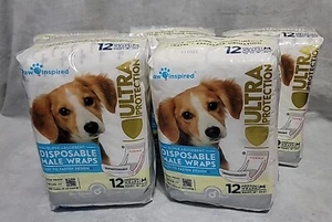 60 Paw Inspired Disposable Dog Diapers Male Wraps Belly Band Medium 18-23lbs Lot - Picture 1 of 9