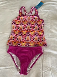 Girls' Speedo Swim Tankini Set - Size 16 - Pink Geo Print - Picture 1 of 15