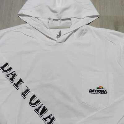 JOHNNIE-O Hombres L GRAN SUDADERA CON CAPUCHA DAYTONA SPEEDWAY NASCAR CAMISETA JERSEY BLANCA Foto 1 de 4