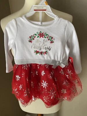 Nuevo con etiquetas Vestido de Dos Piezas Baby Starters Niña Mi Primera Navidad 12M Foto 1 de 2