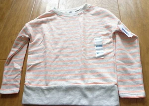OLD NAVY girl's sz S (6-7) NWT cotton blend LS grey sweatshirt w/orange stripes  - Picture 1 of 5