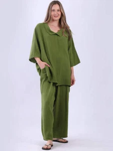 Made In Italy Baggy Shirt Drape Cowl Neck Tunic Solid Women Cotton Blouse Top - Picture 1 of 19