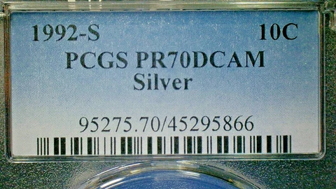 4th of JULY SALE EXTENDS--U.S. UNC. 1992-S PCGS PR70DCAM SILVER DIME-KM#195b Cover