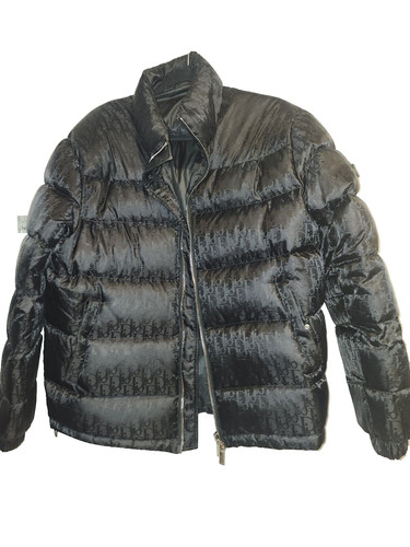 DIOR PIUMINO OBLIQUO NERO NYLON JACQUARD GIACCA UOMO NUOVO TAGLIA 50