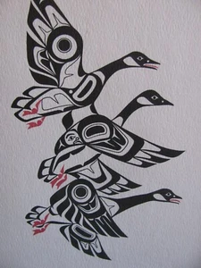 Glen Rabena Screen Print "Geese" Reproduced from Original Northwest Coast Artist - Picture 1 of 9
