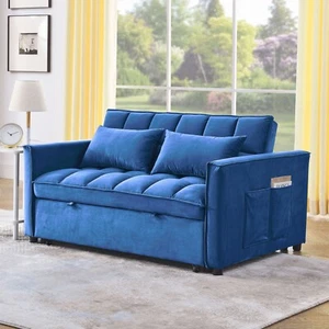 3 in 1 Convertible Sleeper Sofa Bed Loveseat 2 Seater Sofa Couch w/ Pull-Out Bed - Picture 1 of 45
