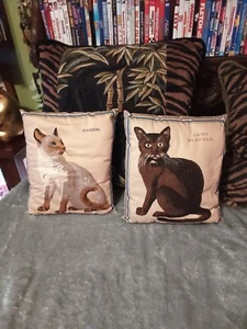 Pair vintage cat pillows,siamese,and ebony short hair. - Picture 1 of 7