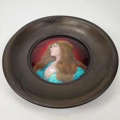 Art Nouveau Pierre Bonnaud Enamel Limoges France Portrait Mounted Bronze Frame - Image 1 of 4