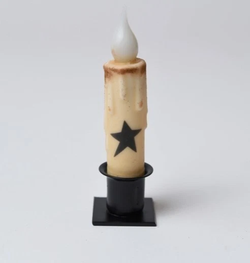 Country Primitive Black Star Battery Operated Timer Taper Candle 4.5" - Image 1 of 1