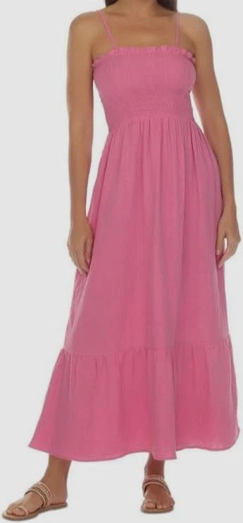 Raviya Women's Pink Cotton Maxi Cover-Up Dress Swimwear Size XL