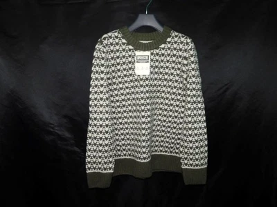 Suéter Duluth Trading XL NUEVO CON ETIQUETAS Blanco Verde Woolpaca Tuck Stitch Crew Lana Alpaca Foto 1 de 4