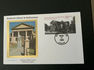 1999 #UX303 20c Redwood Library Postcard - COLORANO FDC - Picture 1 of 1