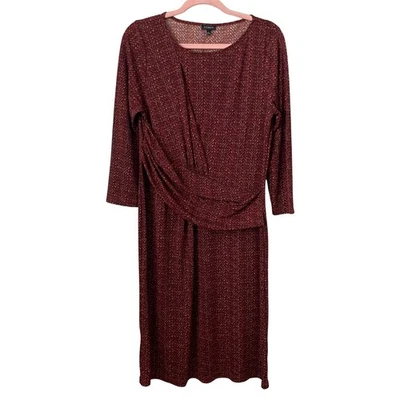Talbots Dress Womens Large Red Abstract Mini Draped Geometric Stretchy Preppy - Image 1 of 4