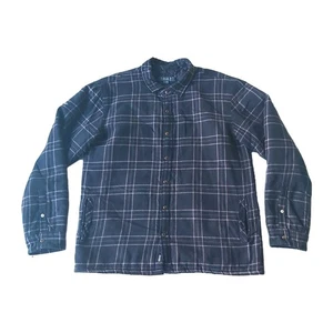 Quba Overshirt Shacket Mens XL Padded Snap Button Windowpane Check Blue Nautical - Picture 1 of 10
