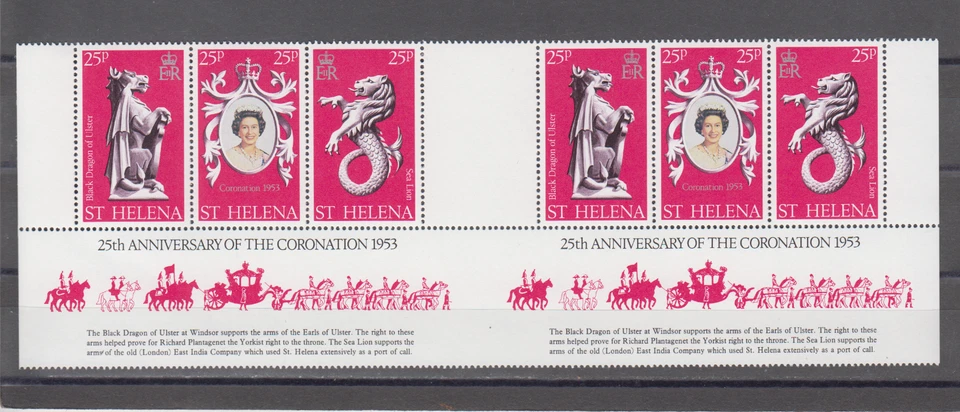 Santa Helena: 1978 - MNH - TIRA 6 + ETIQUETA - SCOTT # 317 REINA ISABEL II Foto 1 de 1