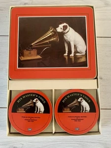 His Master’s Voice Vintage Table Mats & Coasters set X6 1960’s Style HMV Barraud - Picture 1 of 10