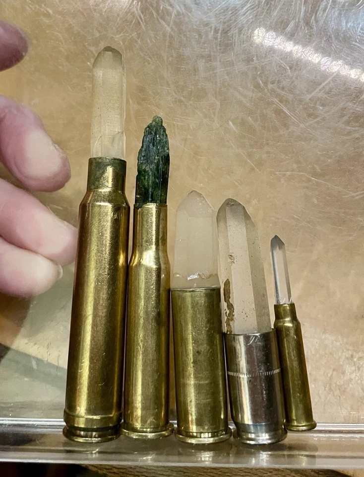 (5) Crystal Bullets for use in jewelry making Quartz & Epidote - Image 1 of 4