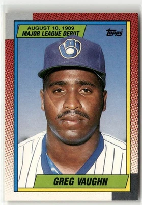 1990 TOPPS MAJOR LEAGUE DEBUT 1989 #128 GREG VAUGHN MILWAUKEE BREWERS - Image 1 of 2
