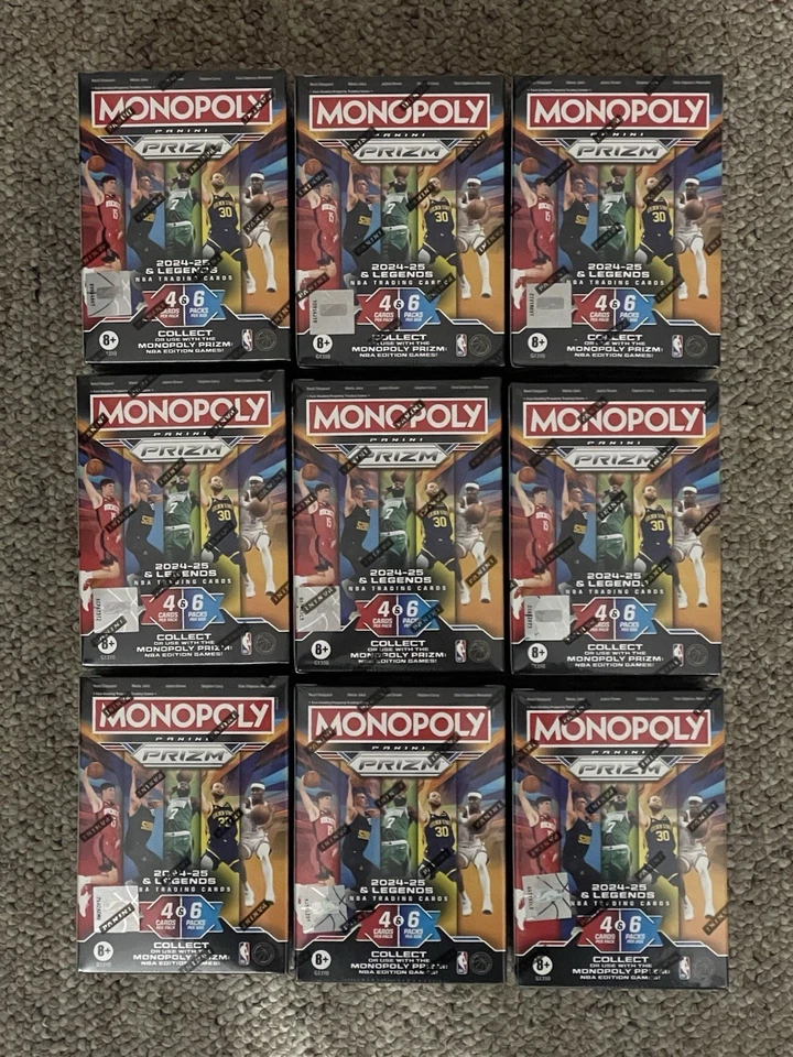 Blaster de baloncesto de la NBA Panini Prizm Monopoly 2024-25 sellado de fábrica (lote de 9) Foto 1 de 1