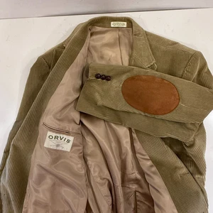 Orvis Cord Sport Mantel Herren Gr. 48R klassischer Blazer Jacke hellbraun Ellenbogen Patches - Bild 1 von 14