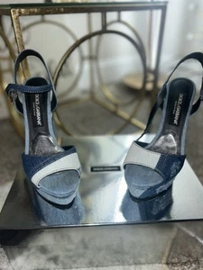 Dolce & Gabbana Denim Patchwork Platform Sandals Size 39 / 8.5 US - Picture 1 of 9