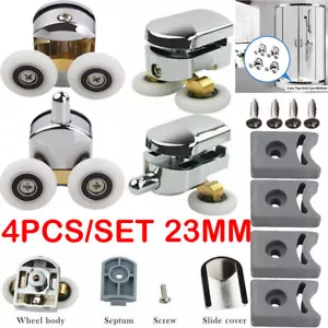 4 X Twin Shower Screen Door ROLLERS/Runners/Wheels Top & Bottom 23mm Replacement - Picture 1 of 11