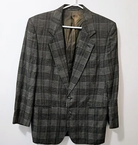 Givenchy Vintage Monsieur Sz Small Men Blazer Sport 2 Botton Coat Charcoal Plaid - Bild 1 von 16