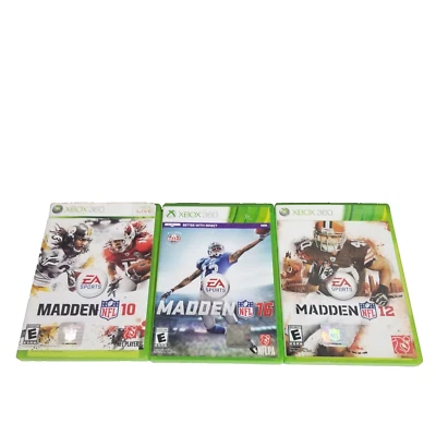 Lot Of 3 XBOX 360 NFL MADDEN 10 12 And 16 Games - Image 1 of 4