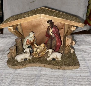 Beautiful !Christmas Piece Nativity Set Wood Stable Jesus Christianity Christian - Picture 1 of 7