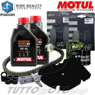 MOTUL - HIFLO - NGK - BRAKING - MITSUBOSHI - BANDO Tagliando PIAGGIO Vespa 300 GTS Super 2009 2010 2011 Kit Olio Motul Scooter 5W40