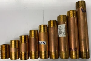 Pezón de tubo de latón de 3/4" NPT roscado ambos extremos - Imagen 1 de 9