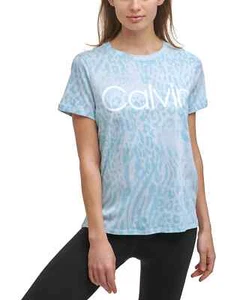 Calvin Klein Performance Women's Printed Top Aqua - Picture 1 of 1