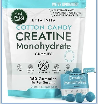 Suplemento monohidrato de creatina sin azúcar Etta Vita 150 gomitas algodón de azúcar Foto 1 de 4