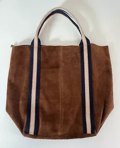 Borse In Pelle Brown Suede Tote Bag Shoulder Bag Shopper Made In Italy *New - Picture 1 of 24