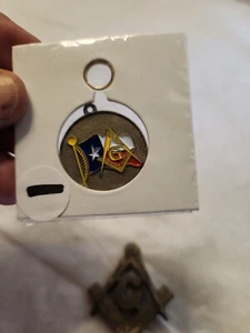 Porte-clés ou médaillon maçonnique franc-maçonnerie avec centre en verre drapeau du Texas - Photo 1/5